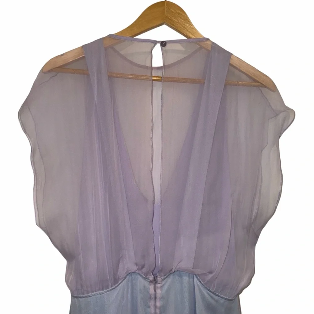 Emporio Armani Purple Blue Midi Dress Silk Chiffon Colorblock 4 Formal Wedding - Picture 7 of 12
